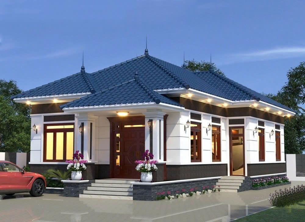 Phối cảnh góc nghiêng của ngôi nhà