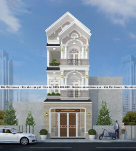 Hình ảnh mặt tiền ngôi nhà mái thái đẹp hiện đại.